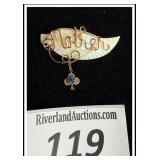 **VINTAGE CARVED MOTHER OF PEARL SHELL GOLD WIRE