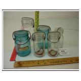 6 ANTIQUE GLASS JARS