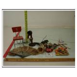 ANTIQUE COLLECTABLE-WOOD DOLL-CHAIR-PHONE