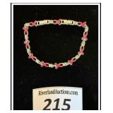 **Pink Cancer Awareness Bracelet Silver Tone