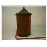 LARGE ANTIQUE OLD METAL AND WOOD ALCOHOL CONTAINER