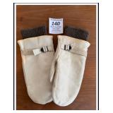 WWII US NAVY TAN WHITE LEATHER RUNNERS MITTENS