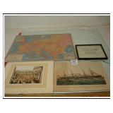 ANTIQUE PRINTS OF MILITARY- LECTURE HALL- TRAIN