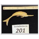 **MONET Swordfish Brooch Vintage 1960s- signed