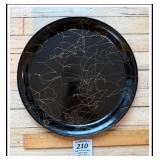 MCM 1950s serving platter black metal with