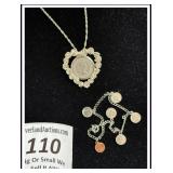VINTAGE 1957 COIN HEART NECKLACE-USA COIN BRACELET