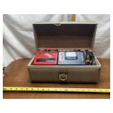 CASSETTE HOLDER WITH 2 PLAYERS AND TAPES