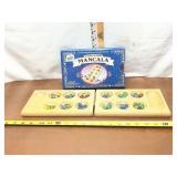 MANCALA SOLID WOOD BOARD GAME W/ COLORED GEMS