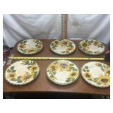 LOT OF 6 PROVENCIAL GARDEN SUNFLOWER PLATES