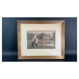 Washington and His Mother Vintage Lithograph