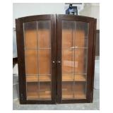 Antique Leaded Glass Cabinet Hutch