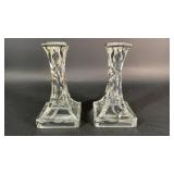 Unique Silver and Glass Candlesticks