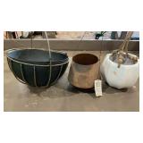 Three Hanging Planters incl Copper