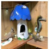 Metal Birdhouse and Animal Figures