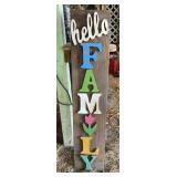 Hello Family 4FT Painted Wood Porch Sign