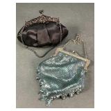 Vintage Silver Satin and Mesh Mariella Handbags