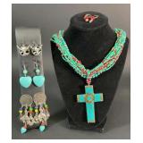 Western Silver & Turquoise Tone Jewelry
