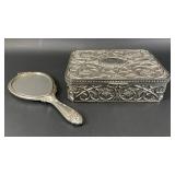 Vintage Hand Mirror & Ornate Godinger Jewelry Box