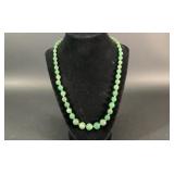 Vintage Nephrite Jade Necklace with Gold Accents