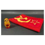 USSR Flag and Russian Matryoshka Nesting Dolls