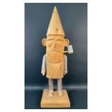 Large Hand Carved Wood Gnome Statue