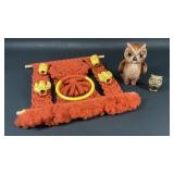 Vintage Macrame and Owl Figurines