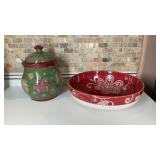 Decorative Ceramic Canister and Pier1 Bowl