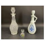 Decanters incl Delft Blue & Milkglass