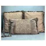 Decorative Pillows and Metal Candlesticks