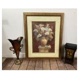 Floral Framed Art and Metal Planters