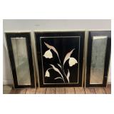 Vintage Black Lacquer Art Trio