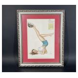 Vintage Pin Up Girl Calendar Art Framed