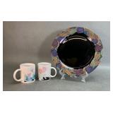 Retro 80s Deco Platter and Mugs