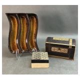 Ceramic Tray and Wooden Boxes