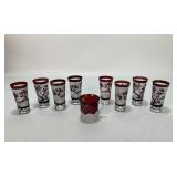 Zodax Ruby Red Etched Cordial Glasses
