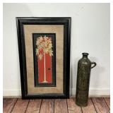 Tall Metal Vase and Palm Framed Print