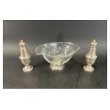 Sterling Salt and Pepper Shakers and Bowl