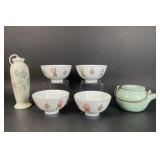Asian Teapot, Bowls and Vase