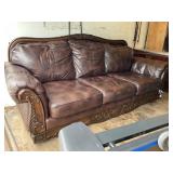 Wood Trimmed Leather Sofa