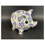 Fine Porcelain Lavender Floral Piggy Bank