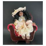 Porcelain Doll with Doll Chair