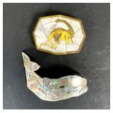 Mexican Mosaic Inlaid Belt Buckles