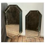 Pair of Heavy Beveled Glass Mirrors