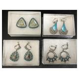 Turquoise and Silver Tone Earrings