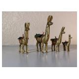 Brass Miniature Llama Family