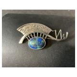 Sterling and Opal Artisan Brooch