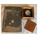Vintage Maritime Gimbaled Compass & Navigator Book