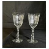 Vintage Fostoria Meadow Rose Etched Goblets