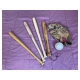 Glove, Baseball and Mini Bats