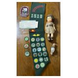 Vintage Scouting Doll Patches on Sash and More